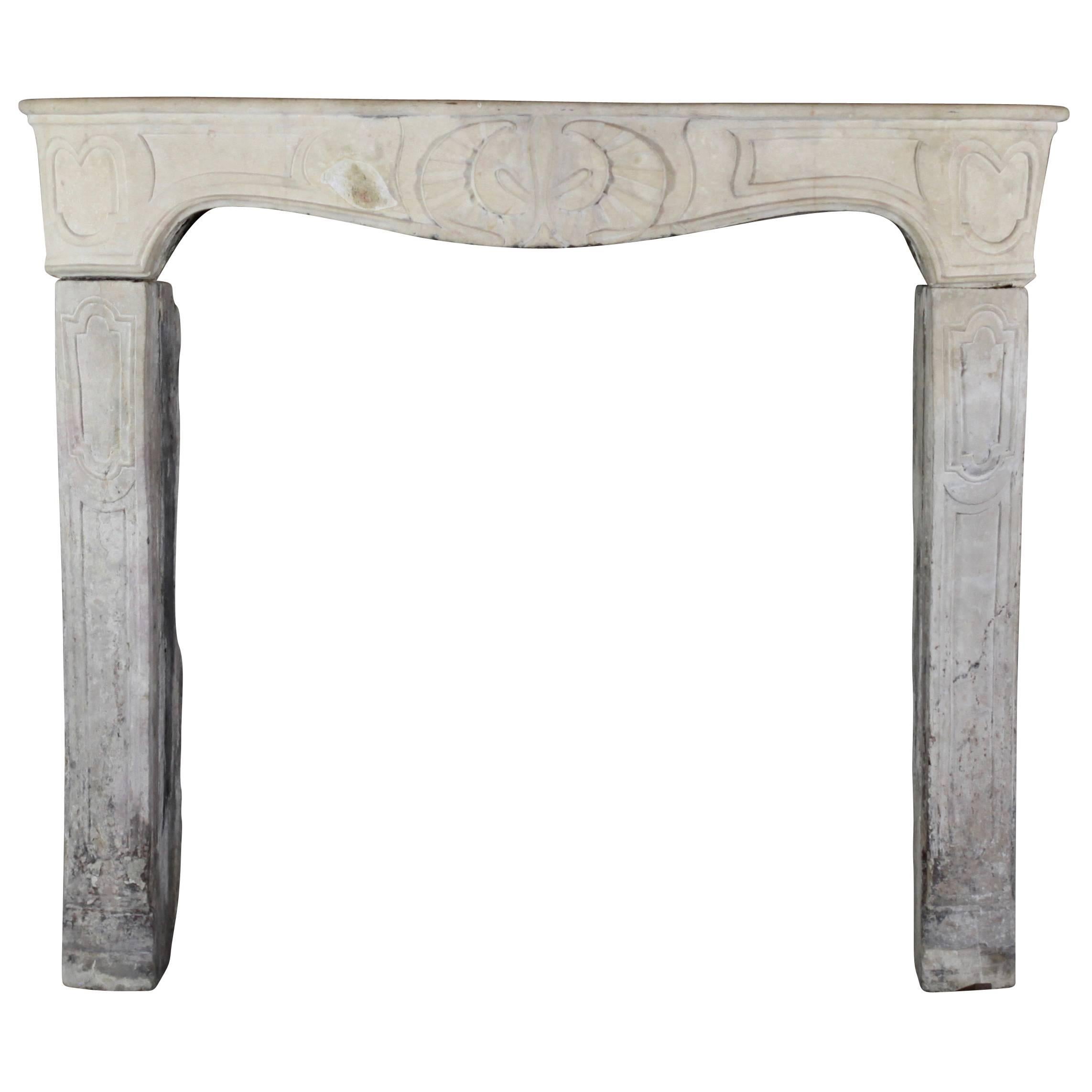 18th Century Limestone Country Antique Fireplace Mantel