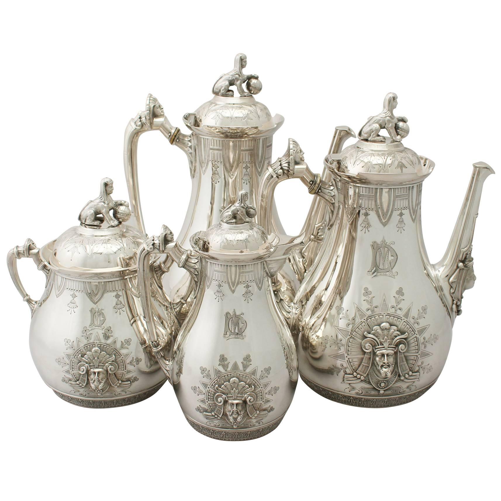 American Sterling Silver Four-Piece Coffee Service, Empire Style, Antique