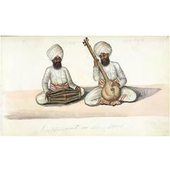 Indian Musicians with Pakhawaj Drum and Tanpura (Print edition 2016, Framed)