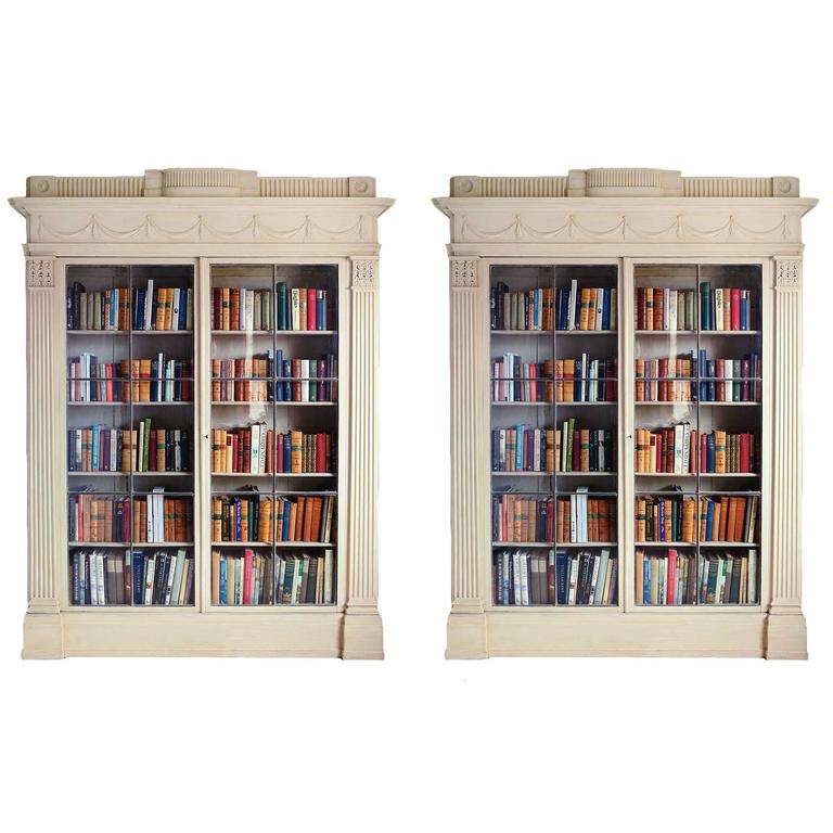 Pair Of 18th Century White Painted Bookcases In The Manner James Pair Of 18th Century White Painted Bookcases In The Manner James Wyatt For