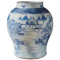Fine 18th Century Blue and White Vase of Large-Scale