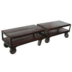 Vintage Industrial French Factory Cart Table, circa 1940s
