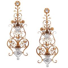 Pair of Large French Baguès Style Wall Sconces, circa 1930