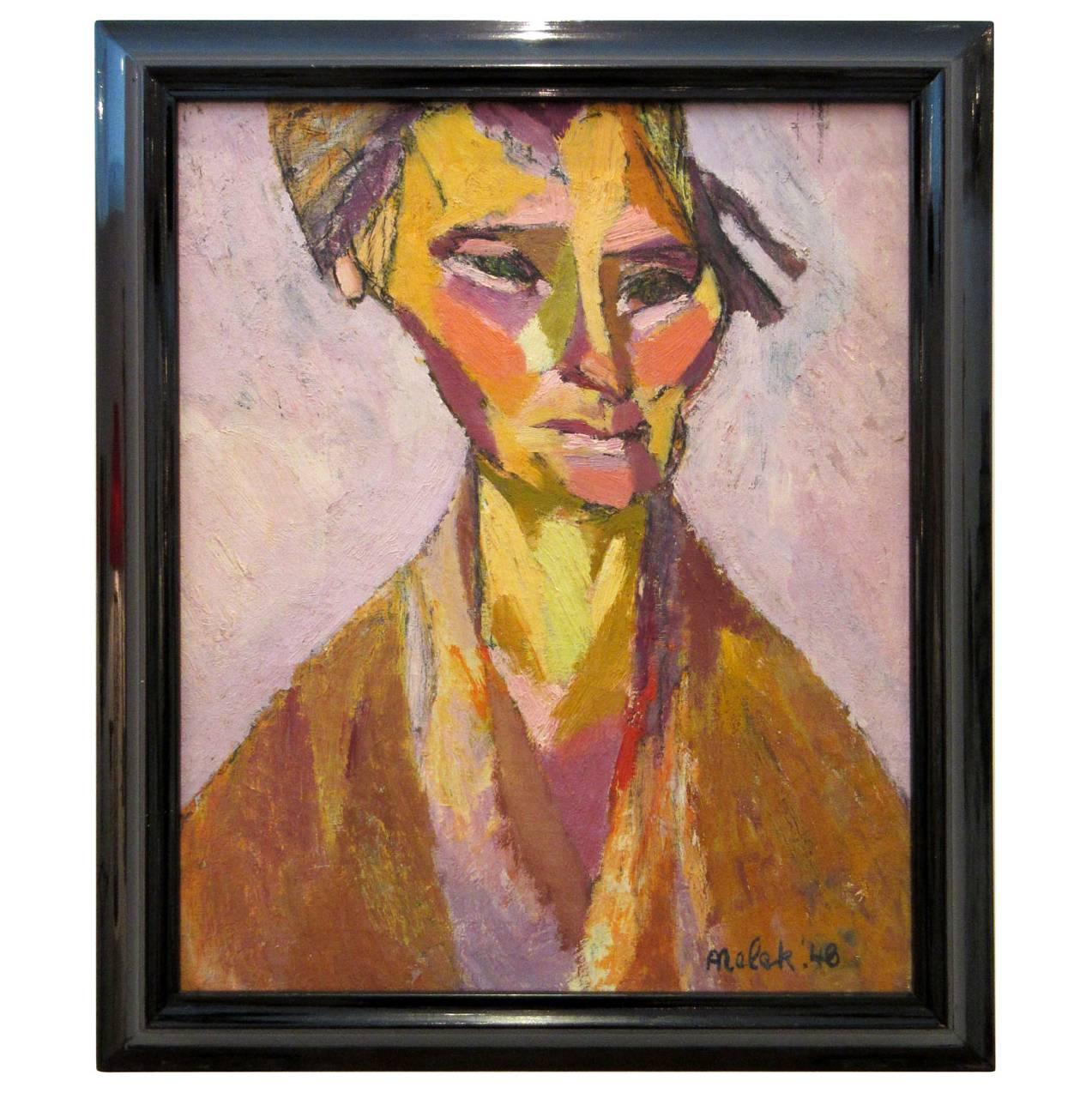 Portrait of Woman Oil on Canvas by Annelies Nelck