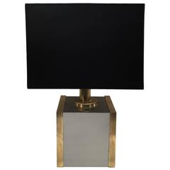 Metal Cube Table Lamp with Brass Edging