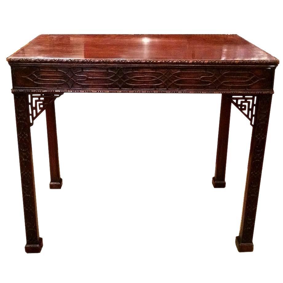 Georgian Chinese Chippendale Mahogany Occasional Table For Sale