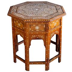 Antique Finely Inlaid Anglo-Indian Octagonal Traveling Table