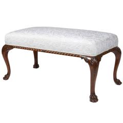 George III Carved Walnut Stool with Upholstered Seat 7