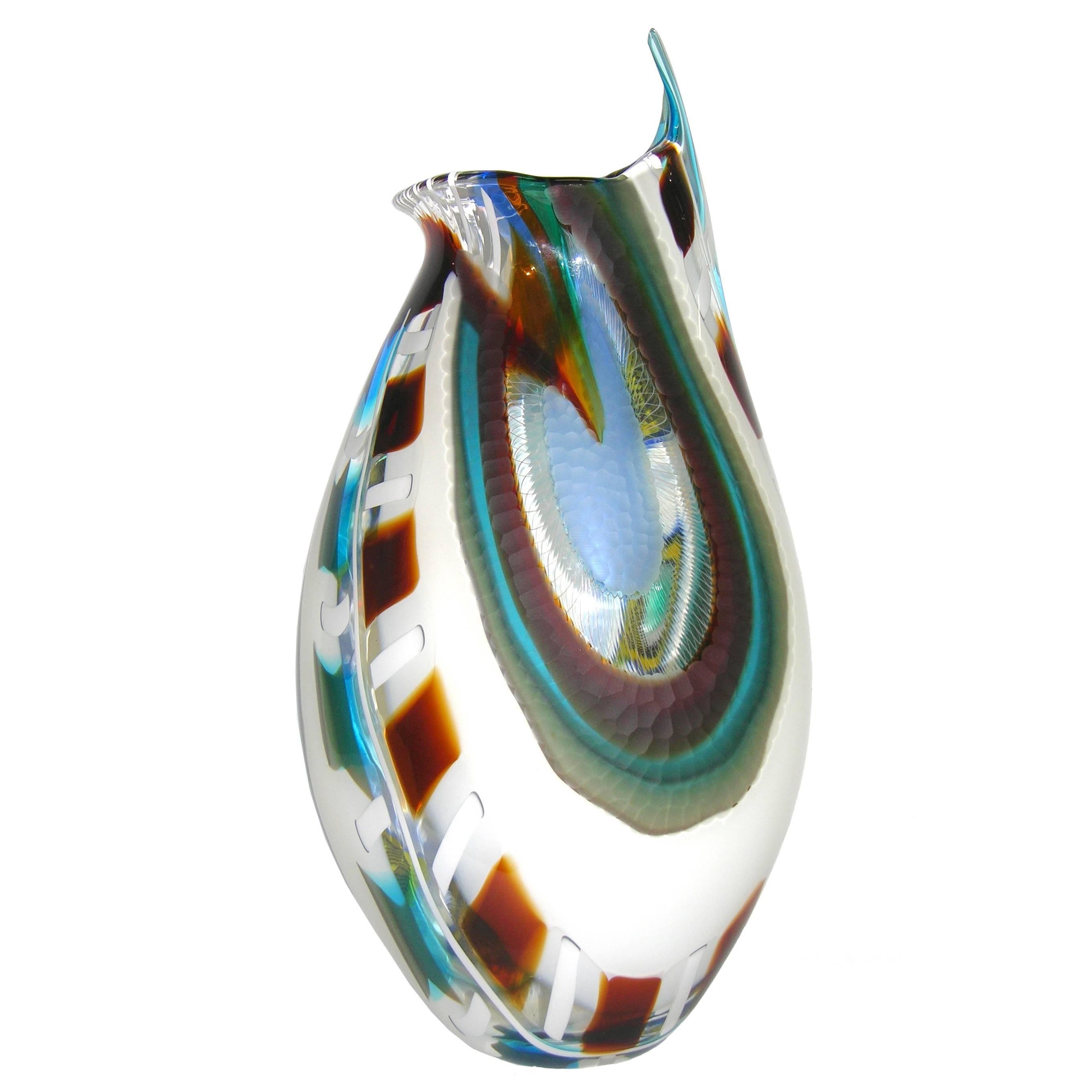 1990 Afro Celotto Modern Art Glass Bowl with Murrine Exclusive for Seguso