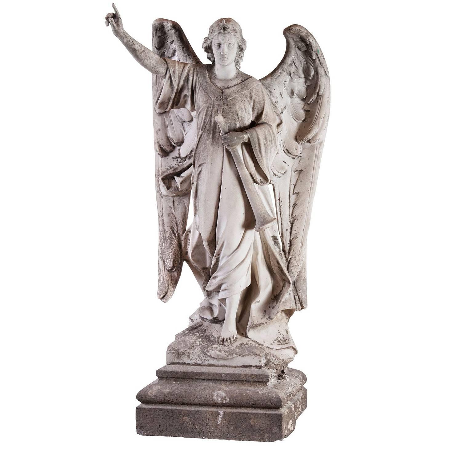 Angel, 19th Century Sculpture Marble For Sale
