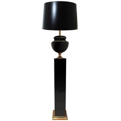 Black Lacquer Urn and Pedestal Floor Lamp