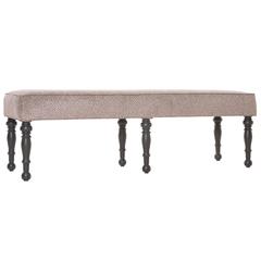 Custom Upholstered Bench with Turned Ebony Legs