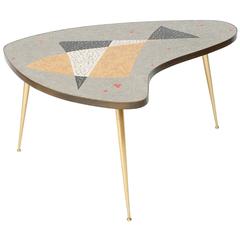 Organic Mid-Century Modern Coffee Table with Brass and Mosaic, Germany, 1950s