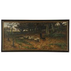 American Landscape Painting of Shepherd with Sheep by John Carleton Wiggins