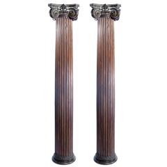 Matching Pair of Ionic Oak Columns