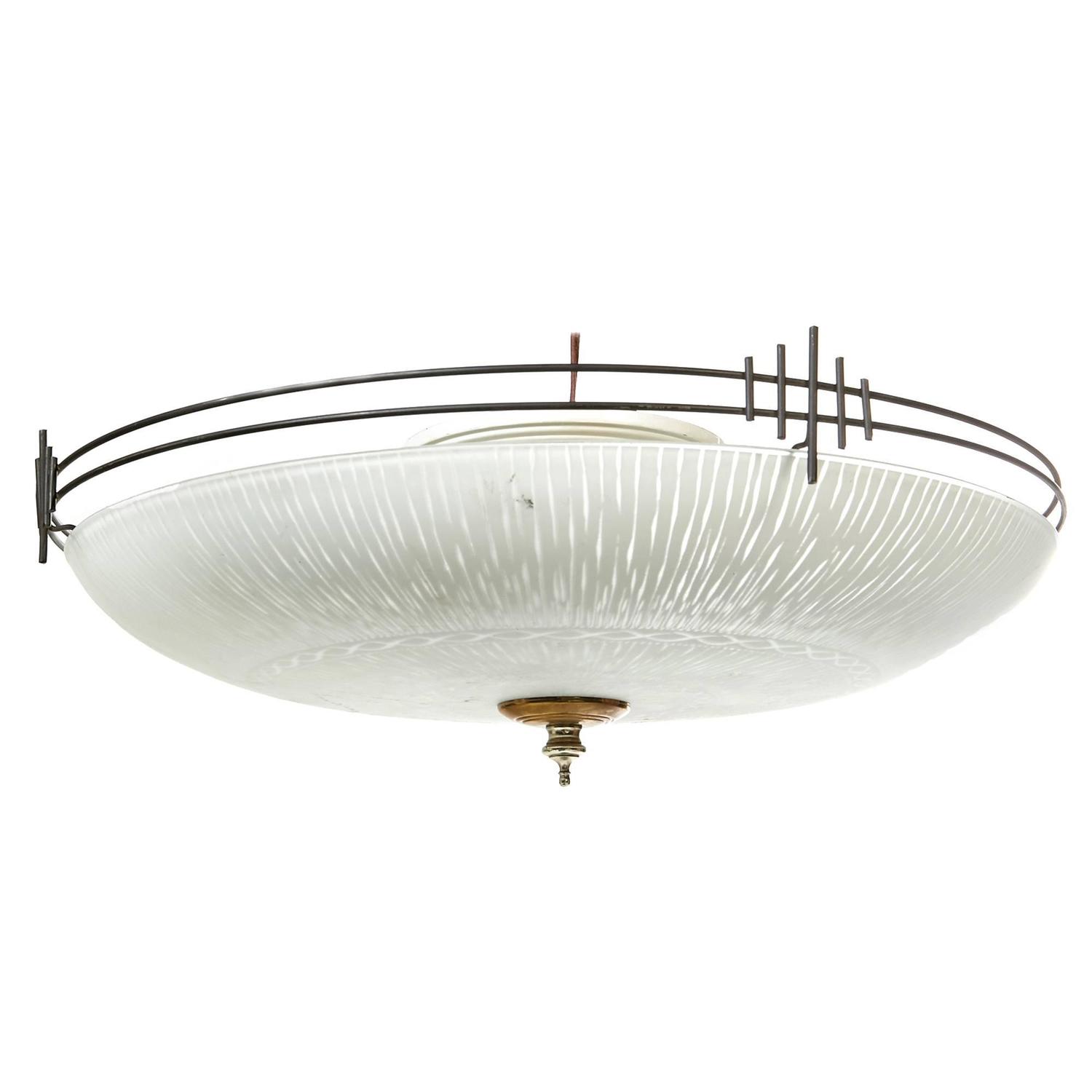 Art Deco Style Black Metal Large Flush Mount Ceiling Light ...