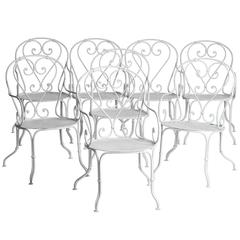 Four French Wrought Iron Garden Armchairs, circa 1900 9