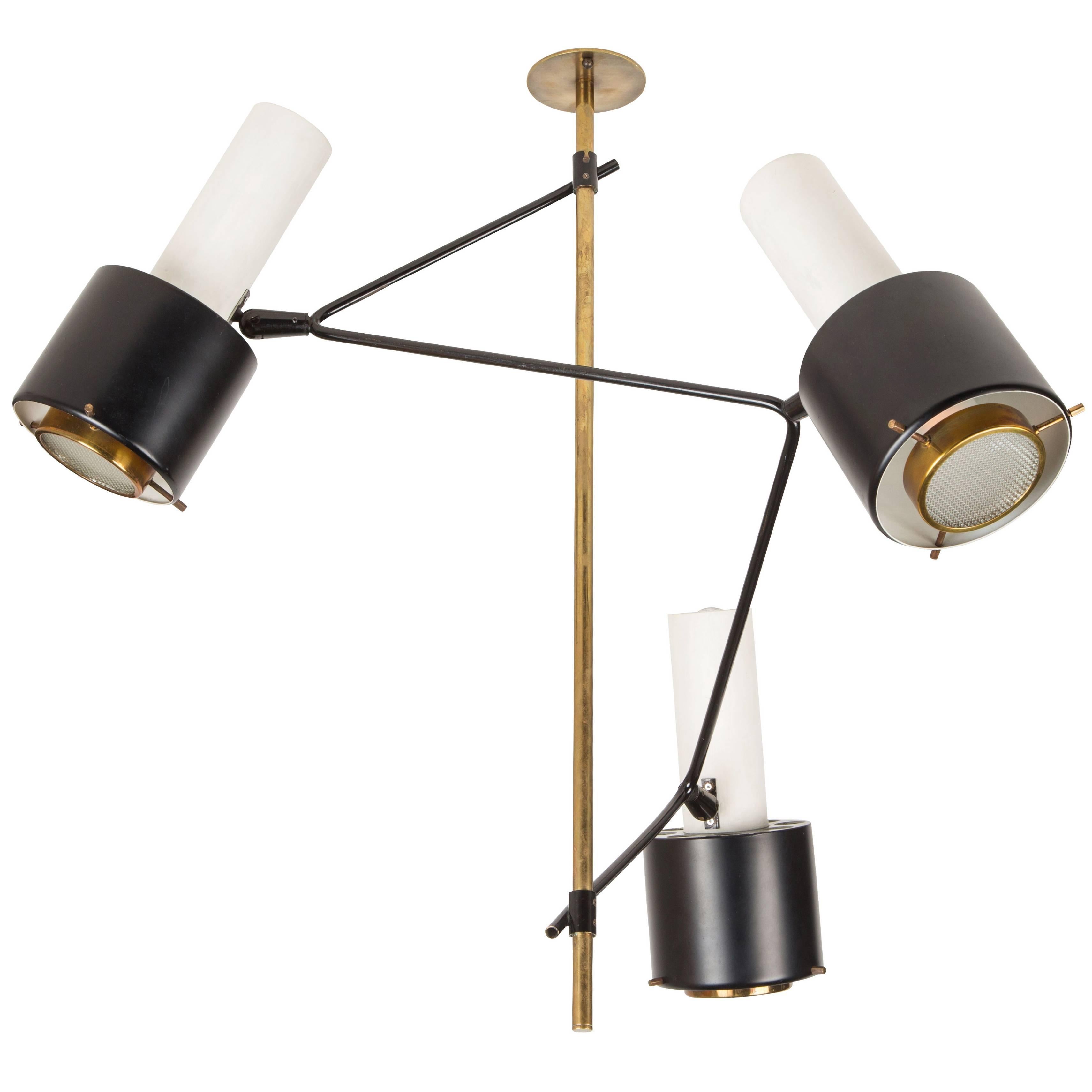 Rare Three-Arm Chandelier by Oluce