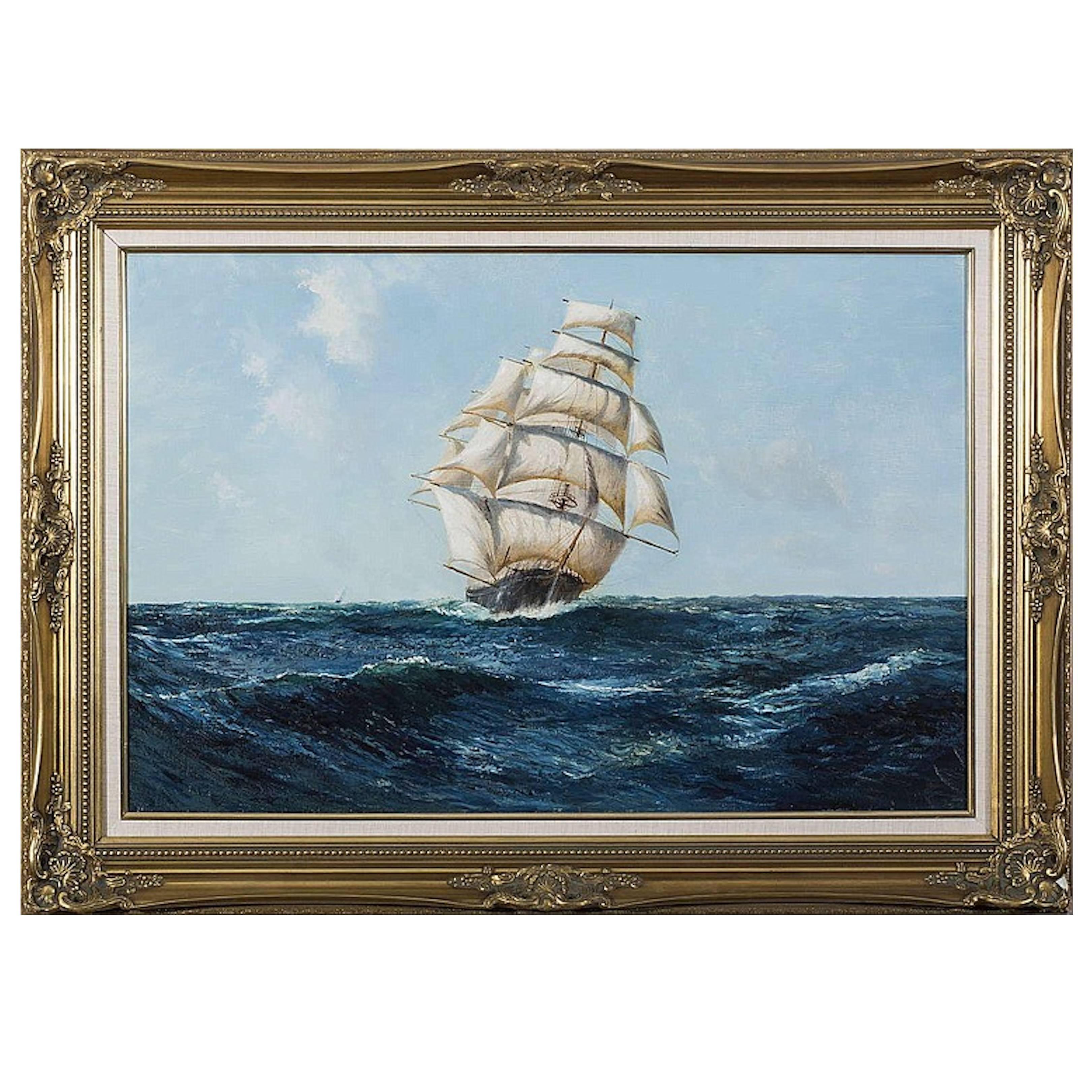 "Clipper in Rough Seas" Painting by Daniel Sherrin