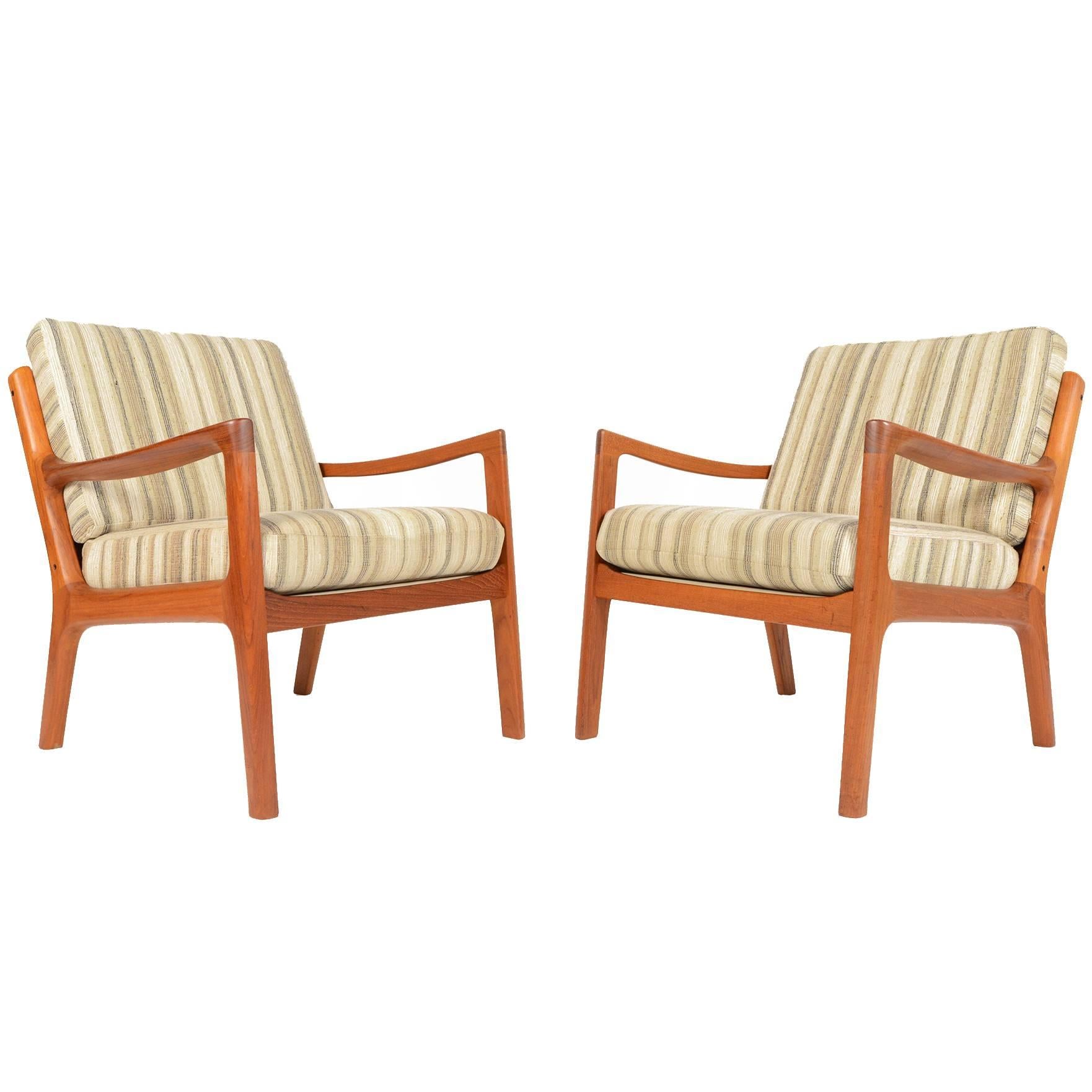 Pair of Ole Wanscher Teak Senator Lounge Chairs