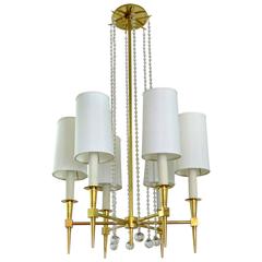Striking Mid-Century Modern Tommi Parzinger Brass and Beaded Chandelier