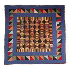 19th Century Pennsylvania Mennonite Wool Log Cabin Quilt