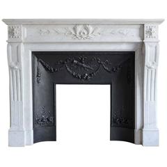 Louis 16 Style Carrara Marble Fireplace, 19th Century