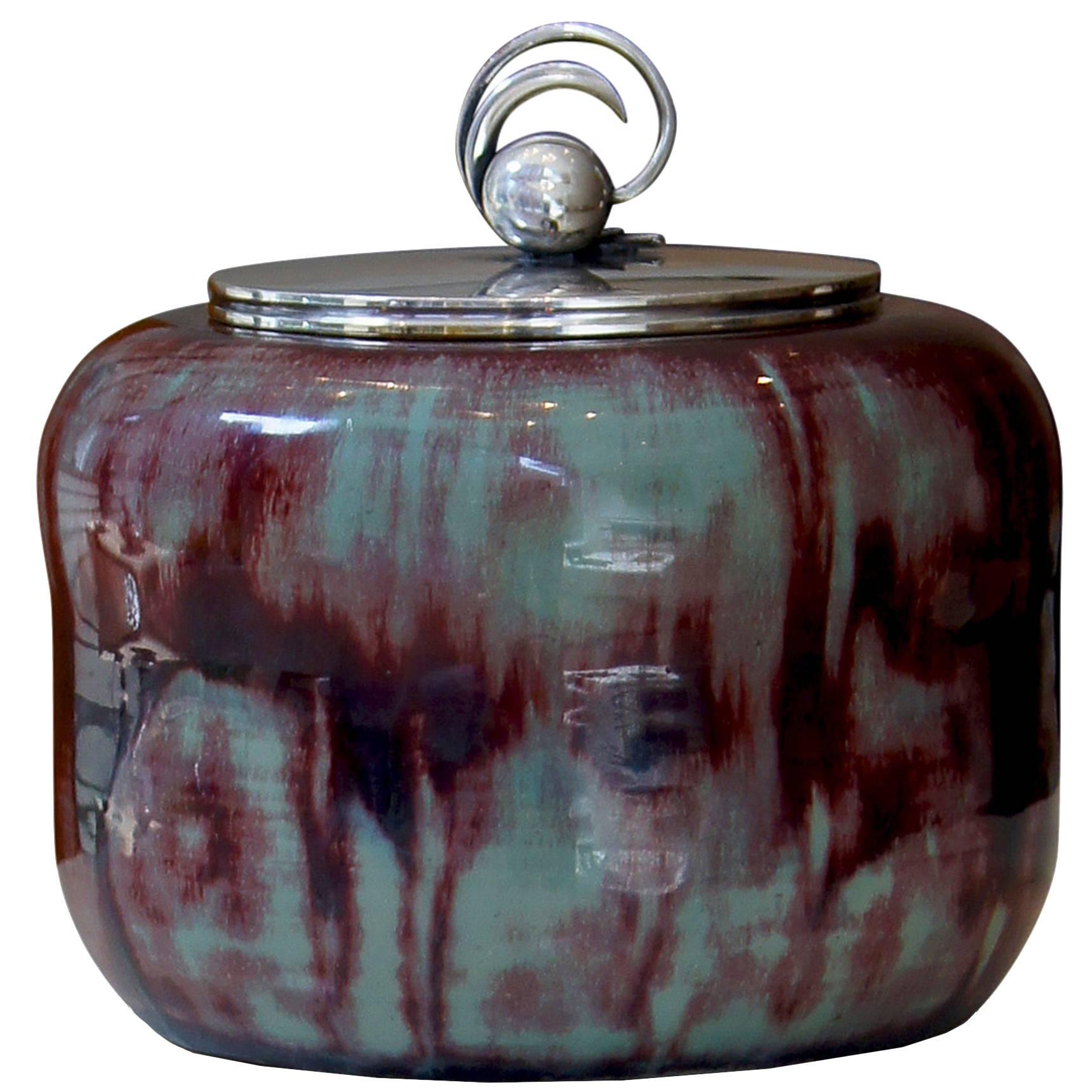 Exceptional Art Decor Lidded Jar by Carl Halier For Sale