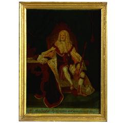 18th Reverse Glass Print, Portrait of King George II