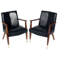 Pair of Angled Back Mid-Century Lounge Chairs 2