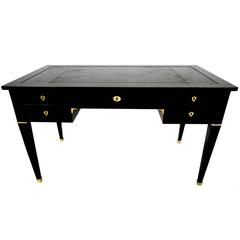 French Empire Ebonized Desk with Leather-Top