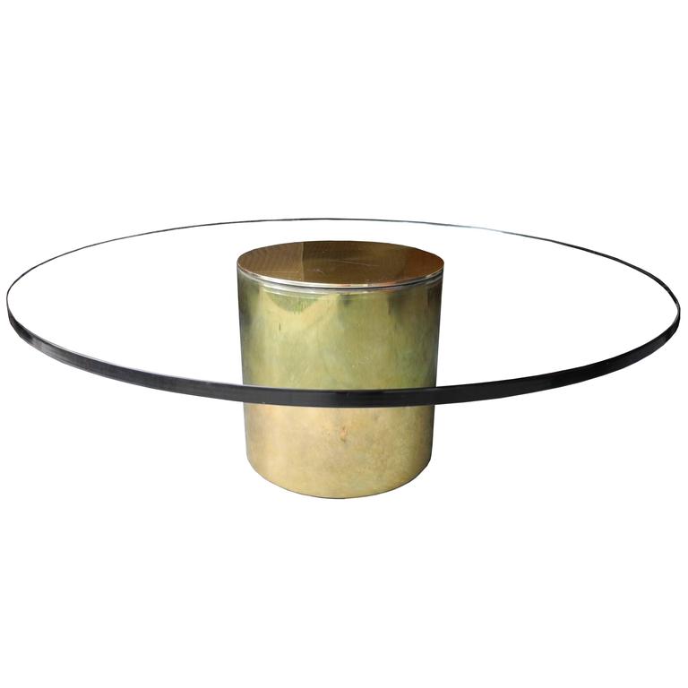Modern Glass And Brass Coated Metal Round Coffee Table By Paul Mayen Modern Glass And Brass Coated Metal Round Coffee Table By Paul Mayen For Habitat