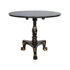 19th Century Black Japanned Round Tilt-Top Gueridon 7