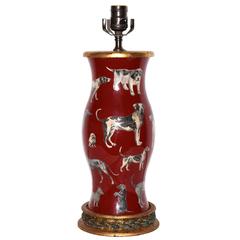 Vintage English Delomania Glass Table Lamp