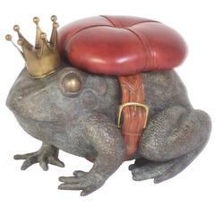 Retro Cast Bronze Frog Toad Stool