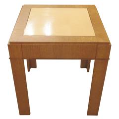 Custom Cerused-Oak Side Table with Parchment Top 9