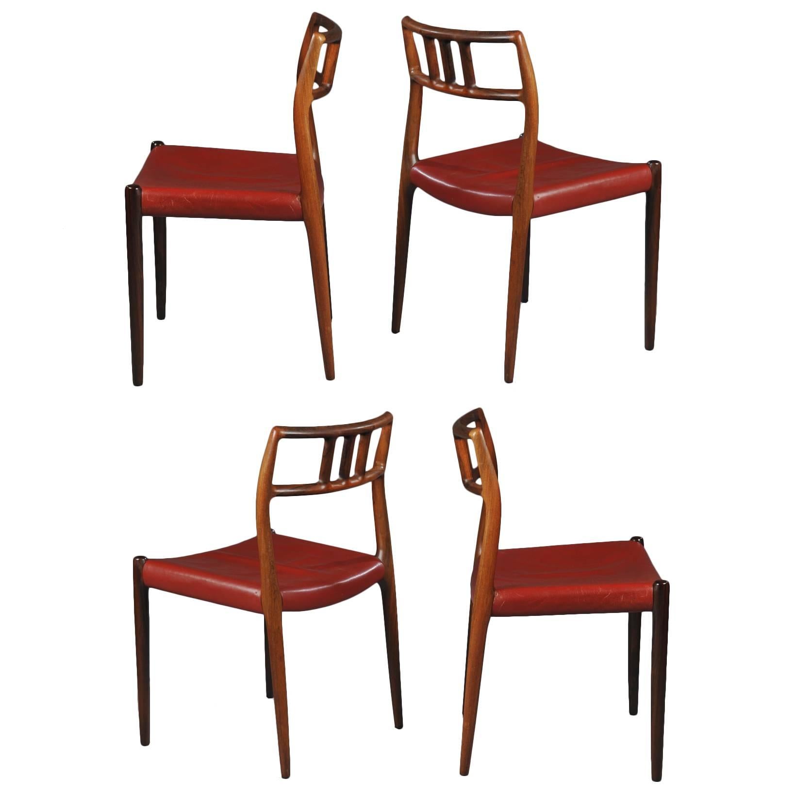 Set of 4 rosewood dining chairs by Niels Otto Moller im Angebot