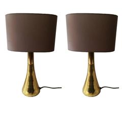 A pair of Italian 60's table lamps in brass