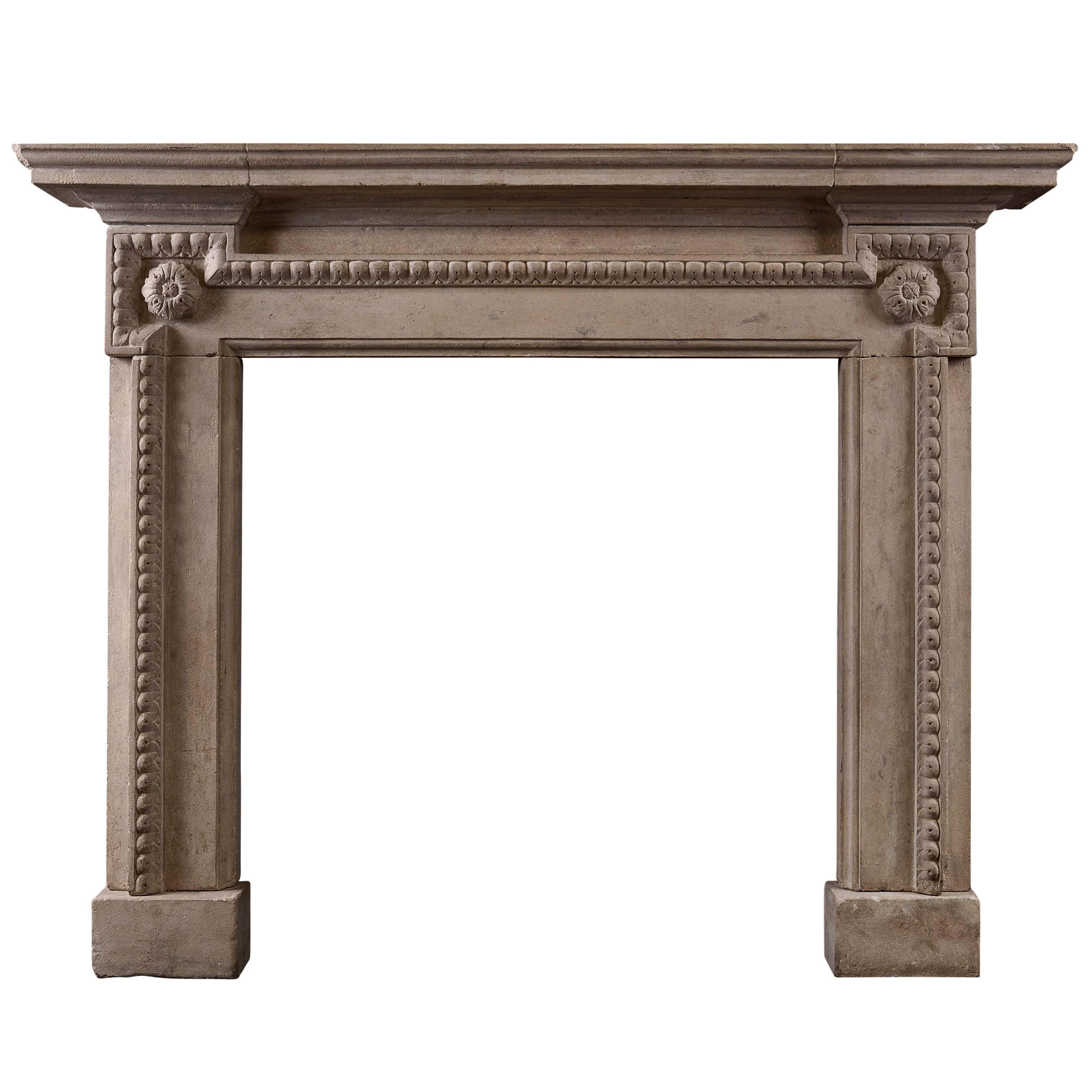 Architectural Bath Stone Fireplace in the Georgian Manner For Sale