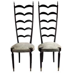Pair of Modern Style Ladder Back Chairs by Paolo Buffa, 1950s 4