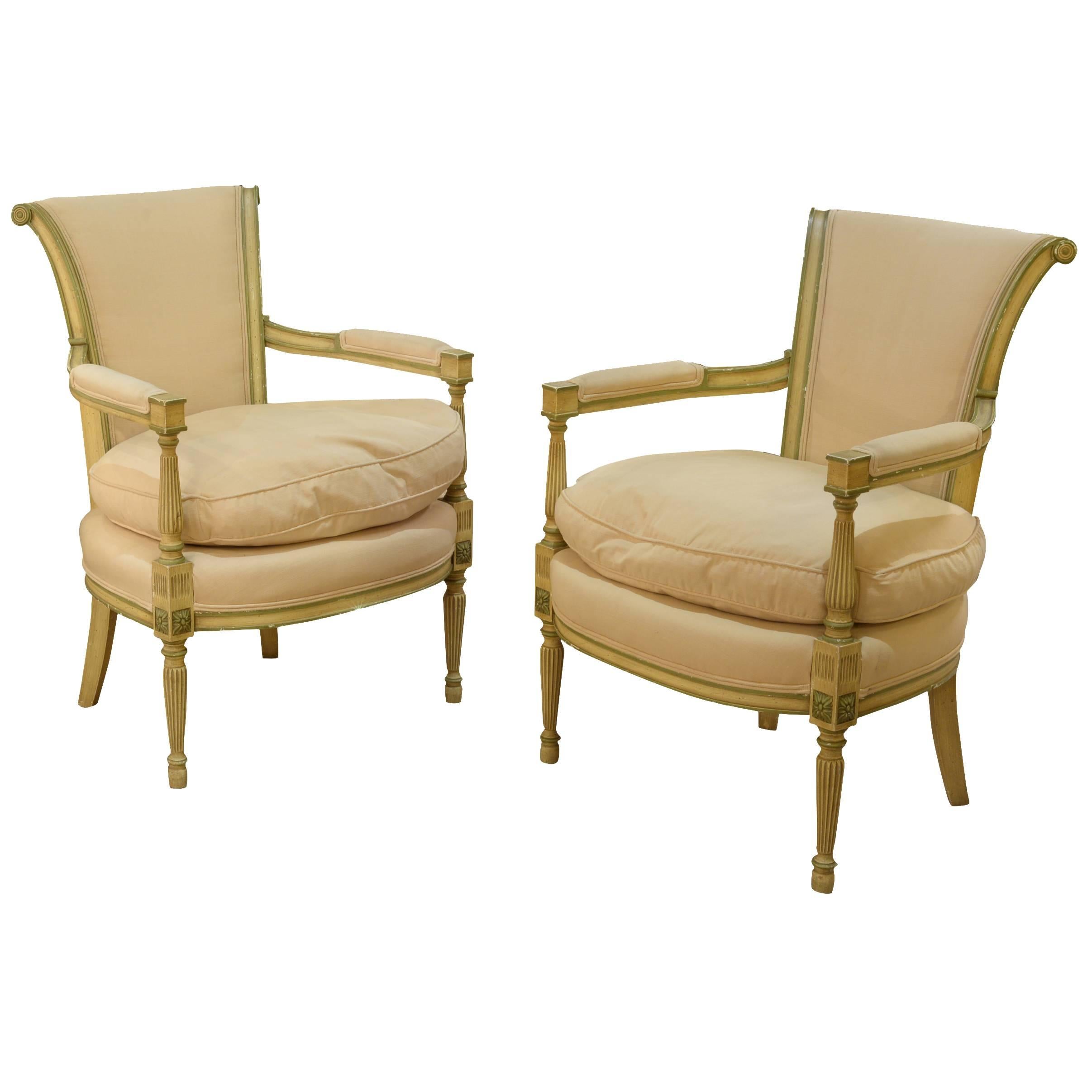 Pair of Directoire Style Elbow Chairs For Sale