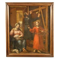 18th Century Italian Painting Depicting Holy Family