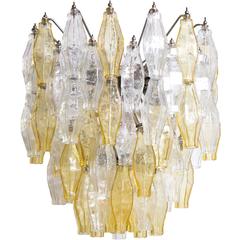 Vintage Amber and Clear Polyhedral Murano Glass Chandelier