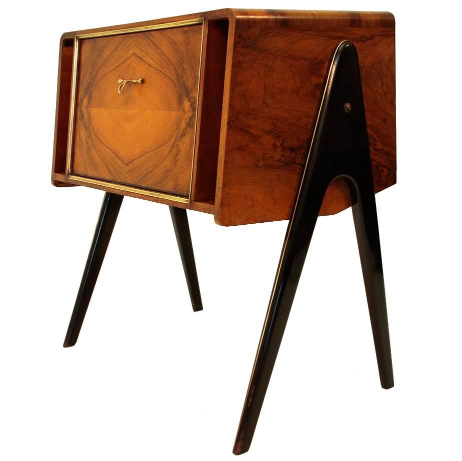 Italian Wood Cabinet with Turntable, 1940s