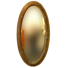 1890 Gilded Wood and Plaster Oval Mirror