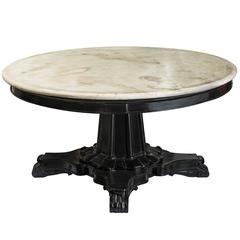 Anglo-Indian Marble and Ebonized Mahogany Centre Table, 19th Century
