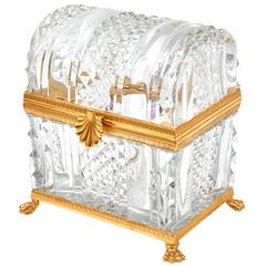 Monumental Cut Crystal and Gilt Bronze Coffer, Early 20th Century