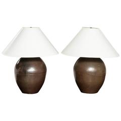 Pair of Late 19th Century Terracotta Lamps