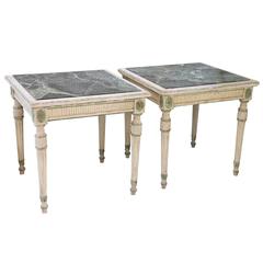 Fine Pair of Vintage Paint Decorated French Style Side Tables