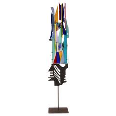 Standing Art Glass Sculpture by Sabra Richards